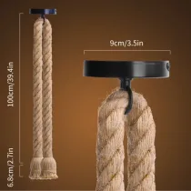 PORTALAMPADA E27 CORDA DI CANAPA CAVO SOSPENSIONE 1M COLORE NATURALE PORTALAMPADA E27 CORDA DI CANAPA CAVO SOSPENSIONE 1M COLORE NATURALE