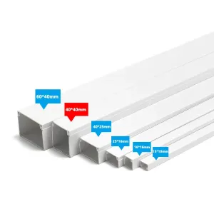 CANALINA QUAD.PVC BIANCA C/SUPP ADECanalina quadrata in PVC bianca con supporto adesivo L2000*W40*H40mmS. L2000XW40XH40MM