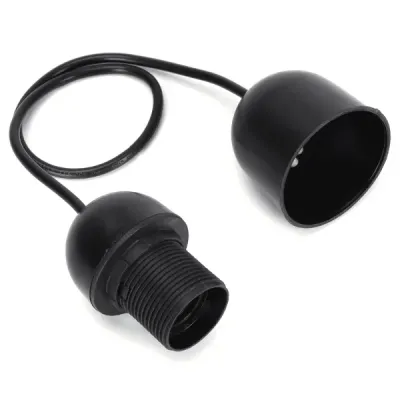 PORTALAMPADA E27 PLASTICA CON CAVO IN SOSPENSIONE 0.5M NERO