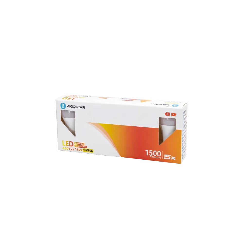 LED A60 E27 15W 3000K 5 pz