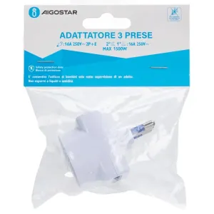 Adattatore a 3 vie 16A bianco