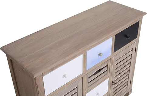 LIGHT WOOD SIDEBOARD WITH 6 DRAWERS AND 2 DOORS 90 x 100 x 35CM