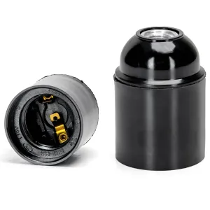 PORTALAMPADA E27 BACHELITE TERMINALE VITE AUTOBLOCCANTE NERO