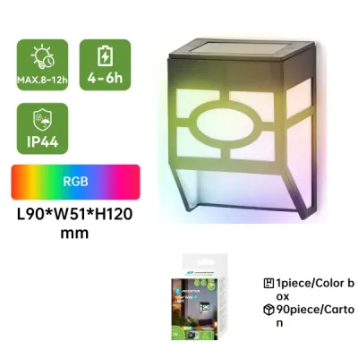 Lampada da parete solare LED nera RGB