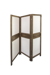 3 PANEL FOLDABLE SCREEN IN PAULOWNIA WOOD AND NATURAL FABRIC