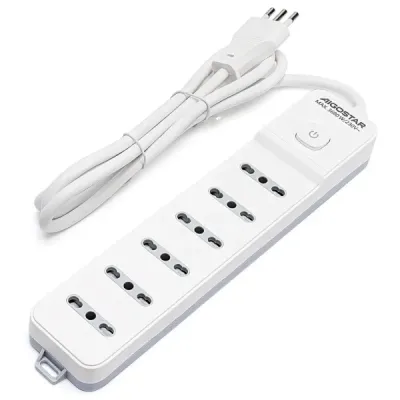 Multipresa 6 vie C/INTERR. 16A 1,5m BIANCA E GRIGIA