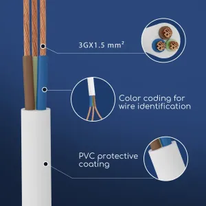 Cavo H05VV-F 3G1.5mm bianco Al Metro