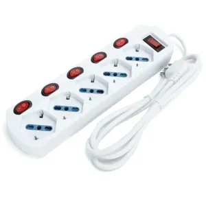 MULTIPRESE CON CAVO ITALIANO 5 VIE H05VV-F 3G1 0mm2-1.5m 10A