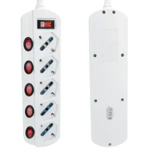 MULTIPRESE CON CAVO ITALIANO 5 VIE H05VV-F 3G1 0mm2-1.5m 10A