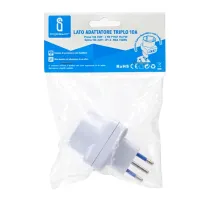 Adattatore a 3 vie 10A bianco Adattatore a 3 vie 10A bianco