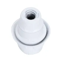 Portalampada E14 in bach. autoblocc. m/filetto bianco