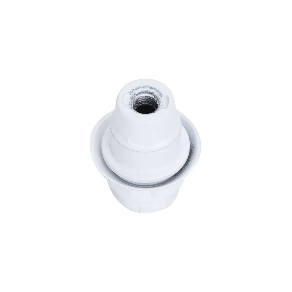 Portalampada E14 in bach. autoblocc. m/filetto bianco