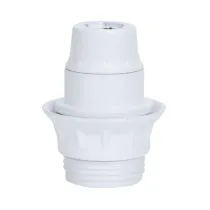 Portalampada E14 in bach. autoblocc. m/filetto bianco