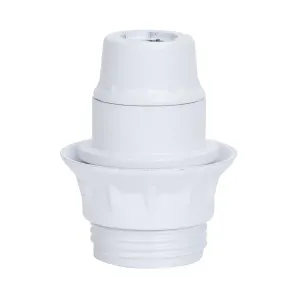 Portalampada E14 in bach. autoblocc. m/filetto bianco