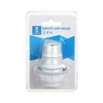 Portalampada E14 in bach. autoblocc. m/filetto bianco