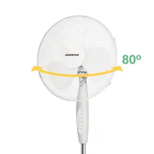 Ventilatore a piantana 16 pollici, 3 pale, 3 velocità, bianc