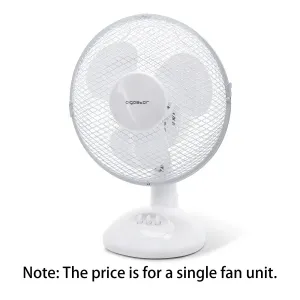 VENTILATORE DA APPOGGIO 9 pollici, 3 pale, 2 velocità, bianco,