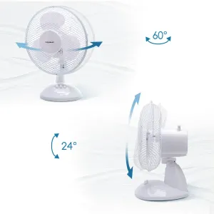 VENTILATORE DA APPOGGIO 9 pollici, 3 pale, 2 velocità, bianco,