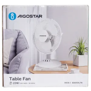 VENTILATORE DA APPOGGIO 9 pollici, 3 pale, 2 velocità, bianco,