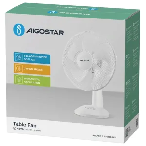 VENTILATORE DA APPOGGIO  16 pollici, 5 pale, 3 velocità, bianco