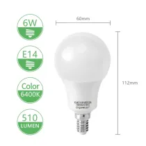 LED A5 A60 6W,E14,6400K