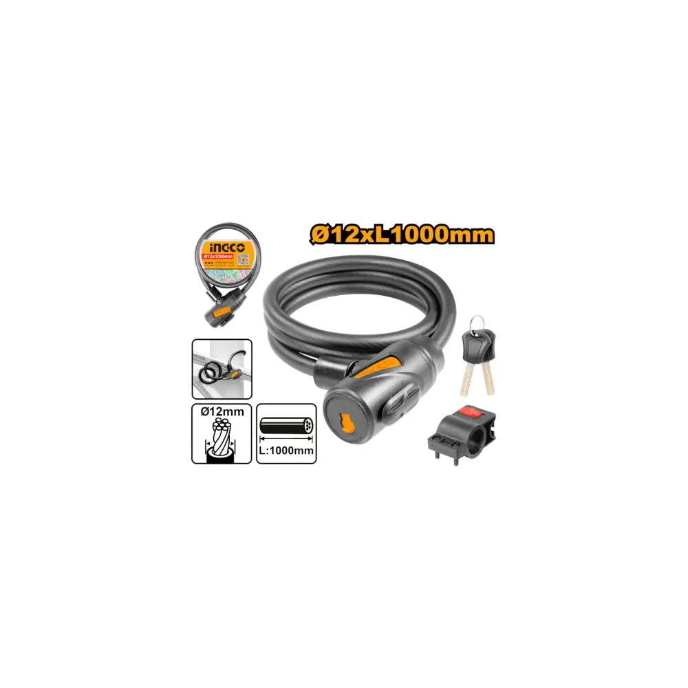 CAVO ANTIFURTO 1,2X100CM CON LUCCHETTO E SUPPORTO