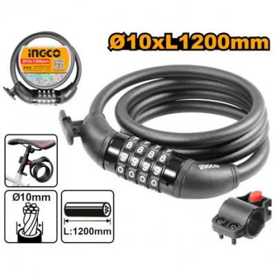 CAVO ANTIFURTO 1X120CM CON LUCCHETTO A COMBINAZIONE E SUPPOR