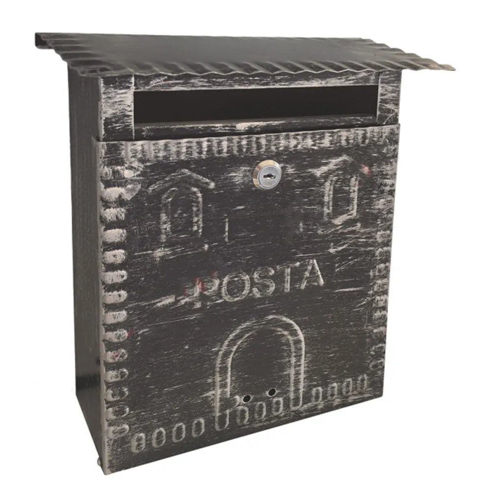 CASSETTA POSTALE 'FRESIA' cm 26x10 x h 29 - argento\nero antico CASSETTA POSTALE 'FRESIA' cm 26x10 x h 29 - argento\nero antico
