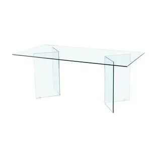 TAVOLO IN VETRO TRASPARENTE 180X90X75,9 CM