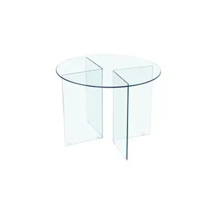 TAVOLO ROTONDO IN VETRO TRASPARENTE 130X75 CM
