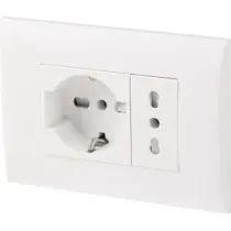 PLACCA C/SUPP PRESA BIPAS+PRESA BIPAS SCHUKO BCO