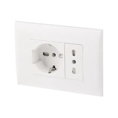 PLACCA C/SUPP PRESA BIPAS+PRESA BIPAS SCHUKO BCO