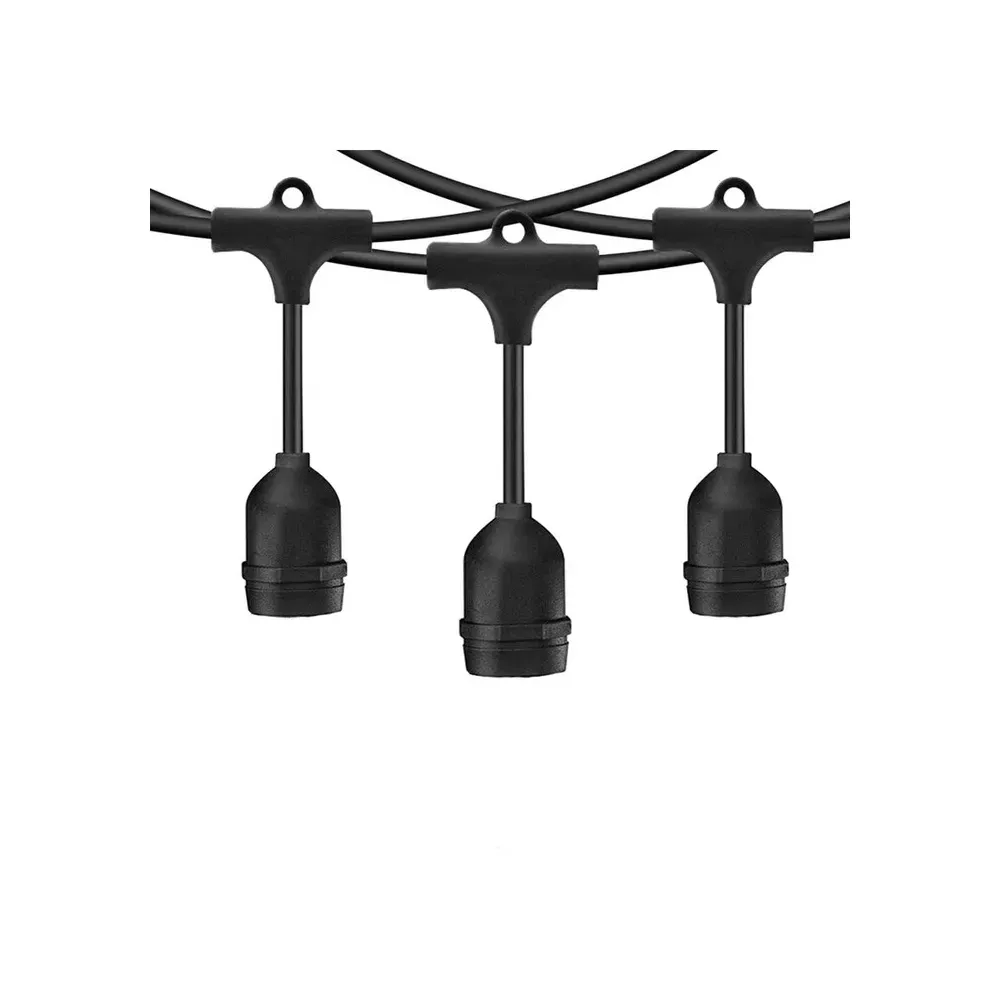 LUMINARIA 10 M CON 10 PORTALAMPADA NERO