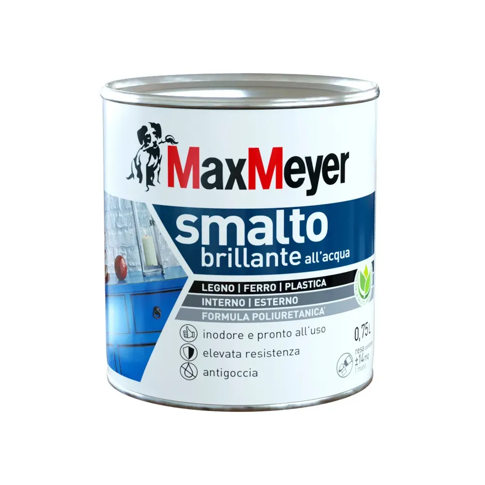 MAX SMALTO ALLACQUA POLIURETANICO BRILLANTE LT.0,750 GRIGIO PIETRA
