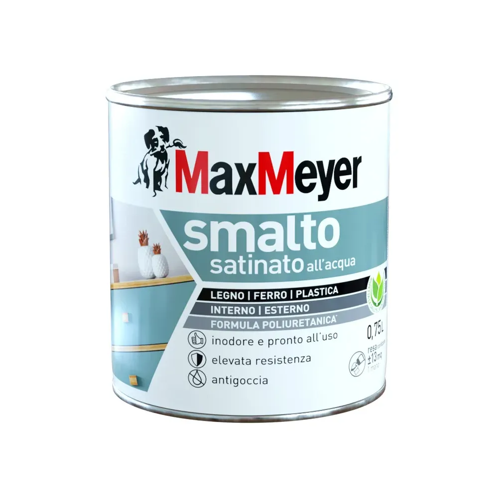 MAX SMALTO ALLACQUA POLIURETANICO SATINATO LT.0,750 B/CO PANNA