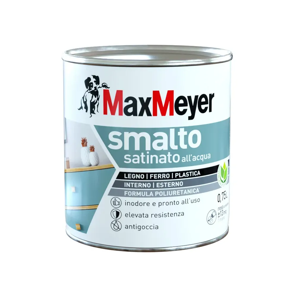MAX SMALTO ALLACQUA POLIURETANICO SATINATO LT.0,750 GRIGIO FUMO