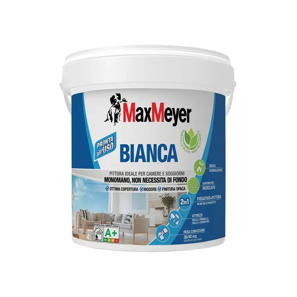 MAX IDROPITTURA LAVABILE PER INTERNI  4 L BIANCO