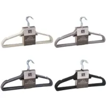 GRUCCIA APPENDIIABITI IN PLASTICA VELLUTATA  8 PZ