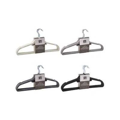 GRUCCIA APPENDIIABITI IN PLASTICA VELLUTATA  8 PZ