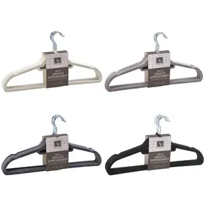 GRUCCIA APPENDIIABITI IN PLASTICA VELLUTATA  8 PZ