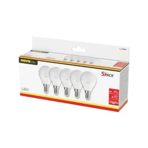 NOVA LAMPADA LED SFERETTA E14 6W 3000K PZ.5