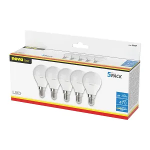 NOVA LAMPADA LED SFERETTA E14 6W 6500K PZ.5