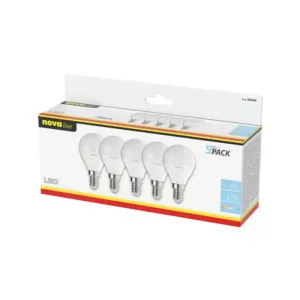 NOVA LAMPADA LED SFERETTA E14 6W 4000K PZ.5