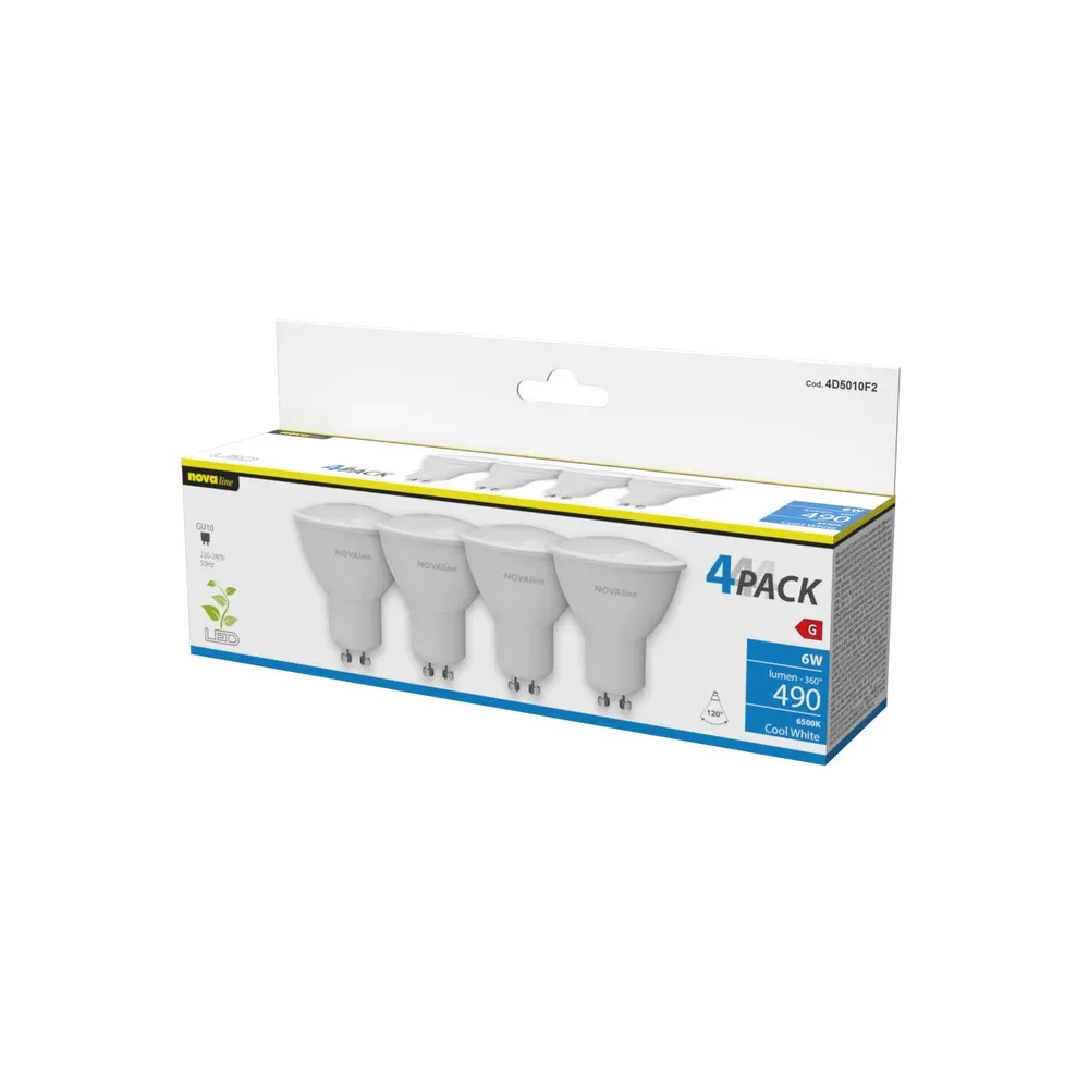 NOVA LAMPADA LED SPOT GU10 6W 490LM 6500K PZ.4