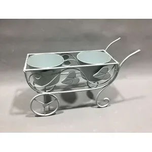 C FIORIERA 2 POSTI C/RU 48X19X31CM AZZURRO CH EPOQUE (2,0 PZ)