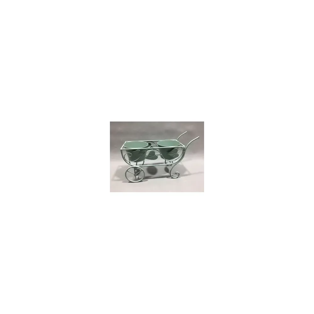 C FIORIERA 2 POSTI C/RU 48X19X31CM VERDE SAL EPOQUE (2,0 PZ)