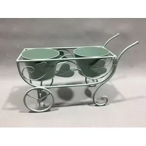 C FIORIERA 2 POSTI C/RU 48X19X31CM VERDE SAL EPOQUE (2,0 PZ)