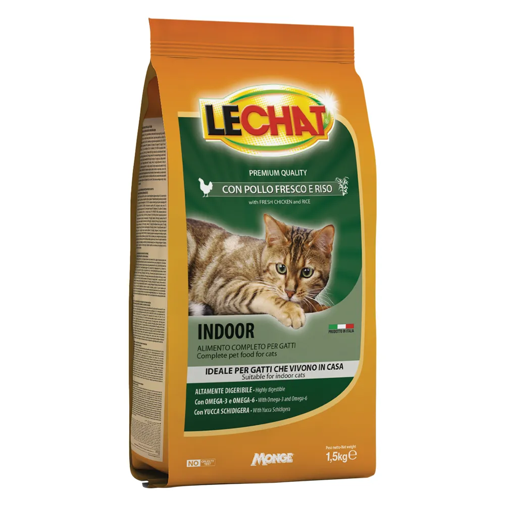 CROCCANTINI PER GATTI 'LECHAT INDOOR' pollo e riso - kg 1