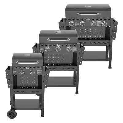 BARBECUE A GAS CARRELLATO mod. 3 fuochi - kW 2.5 x 3 - cm 114