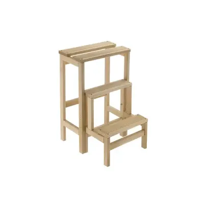 SCALETTO LEGNO A 3 GRADINI C/RIBALTA NATURALE